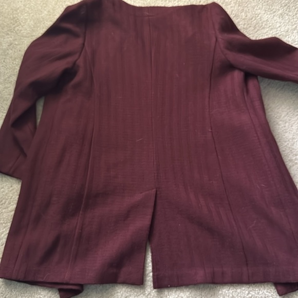 Talbots Long Duster Jacket Coat Crepe Textured Wool Blend Cranberry Size 16 - Picture 12 of 12